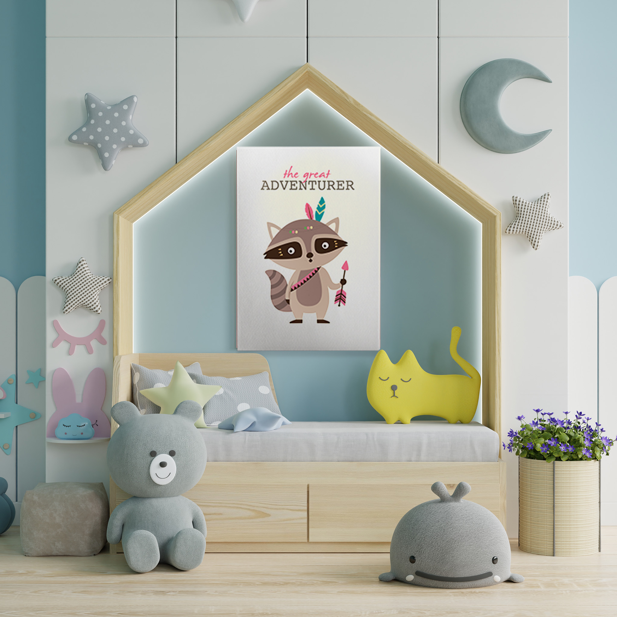 kids room canvas racoon